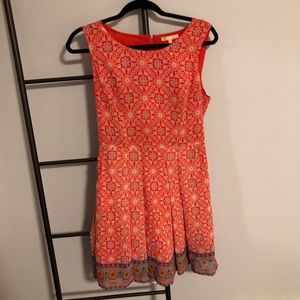 Orange print ponte dress